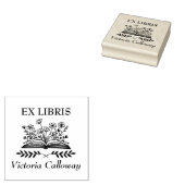 Botanical Wildflower Open Book Ex Libris Bookplate ラバースタンプ (押印)