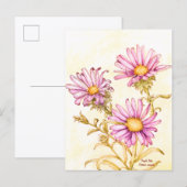 Botanical wildflower watercolor aster ポストカード (正面/裏面)