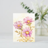 Botanical wildflower watercolor aster ポストカード (スタンド正面)