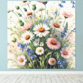 Botanical Wildflower Watercolor Poster – Motivatio キャンバスプリント (インサイチュ (ウッドフロア))