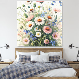 Botanical Wildflower Watercolor Poster – Motivatio キャンバスプリント