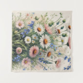 Botanical Wildflower Watercolor Poster – Motivatio タペストリー (正面(横))