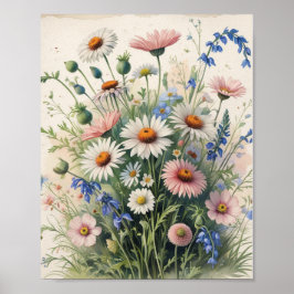 Botanical Wildflower Watercolor Poster – Motivatio ポスター