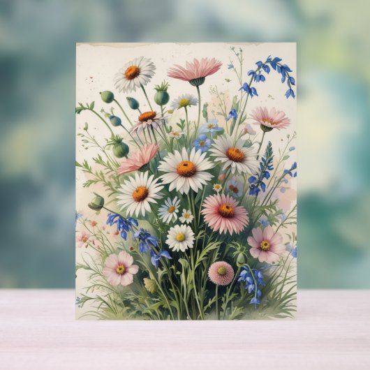 Botanical Wildflower WatercolorAcrylic – Motivatio アクリルサイン (ニュートラル)