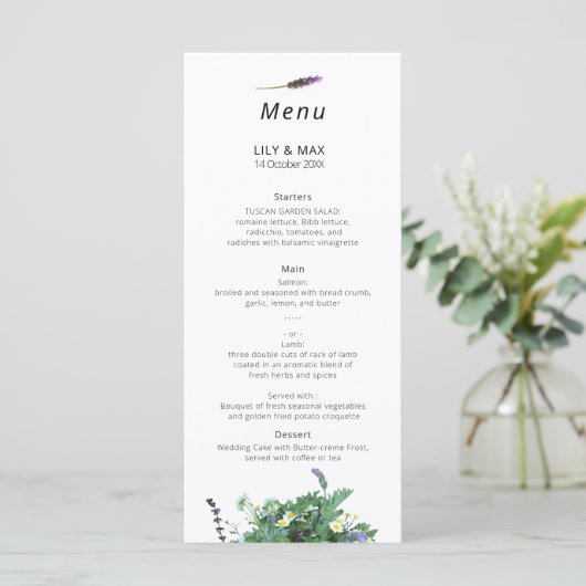 Botanical Wildflower Wedding Menu メニュー (スタンド正面)