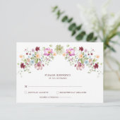 Botanical Wildflower Wedding RSVP Card エンクロージャーカード (スタンド正面)