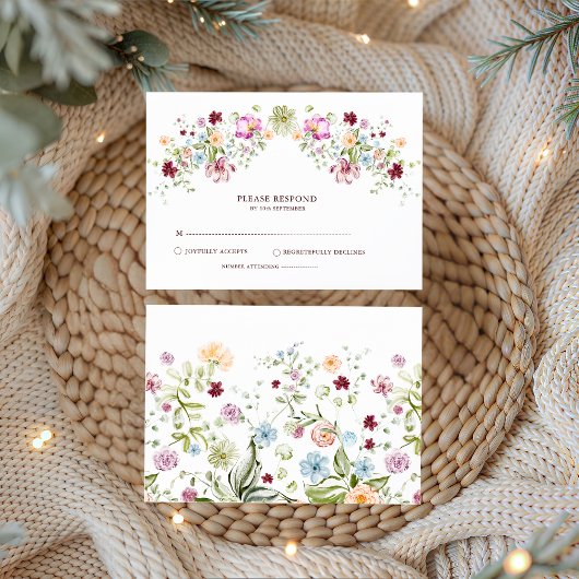 Botanical Wildflower Wedding RSVP Card エンクロージャーカード