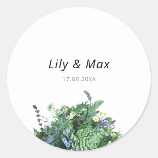 Botanical Wildflower Wedding Sticker ラウンドシール