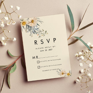 Botanical wildflowers garden floral RSVP 招待状