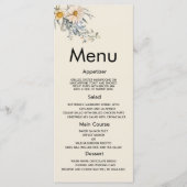 Botanical wildflowers garden floral Wedding Menu プログラム (正面)