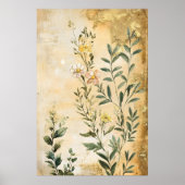 Botanical wildflowers including daisies in white,  ポスター (正面)