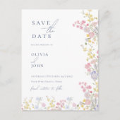 Botanical Wildflowers Wedding Save the Date 案内ポストカード (正面)
