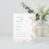 Botanical Wildflowers Wedding Save the Date 案内ポストカード (スタンド正面)