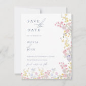 Botanical Wildflowers Wedding Save the Date 案内状 (正面)