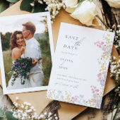 Botanical Wildflowers Wedding Save the Date 案内状