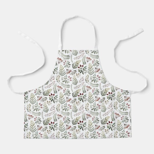 Botanical Winter Christmas Pattern Apron エプロン (正面)