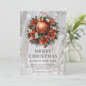 Botanical Wood Snowflake Ornament Holiday Card シーズンカード (スタンド正面)