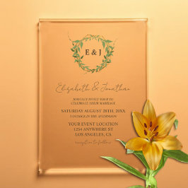 Botanical Wreath Earth Tone Wedding アクリル招待状