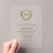 Botanical Wreath Earth Tone Wedding アクリル招待状 (インサイチュ (ポータブル))