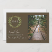 Botanical Wreath Earth Tone Wedding サンキューカード (正面)