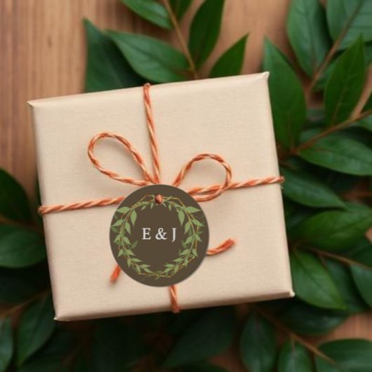 Botanical Wreath Earth Tone Wedding フェイバータグ