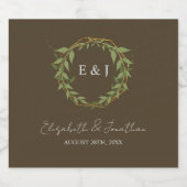 Botanical Wreath Earth Tone Wedding リキュールボトルラベル (シングルラベル)