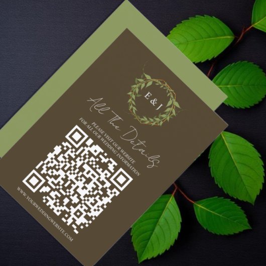 Botanical Wreath Earth Tone Wedding Details エンクロージャーカード