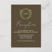 Botanical Wreath Earth Tone Wedding Reception エンクロージャーカード (正面)