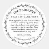 Botanical Wreath Ingredients Product Label ラウンドシール (正面)