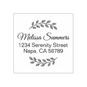 Botanical Wreath, Leaves Shaded Address ラバースタンプ (インプリント)