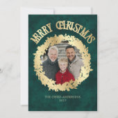 Botanical Wreath Photo Christmas Card シーズンカード (正面)