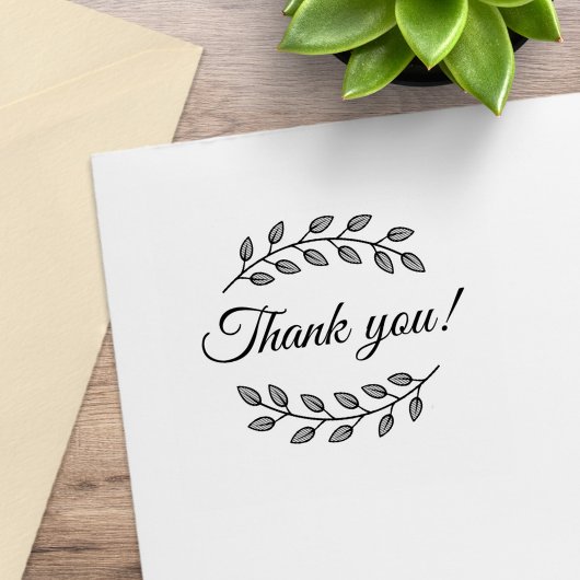 Botanical Wreath Top Bottom Thank You ラバースタンプ
