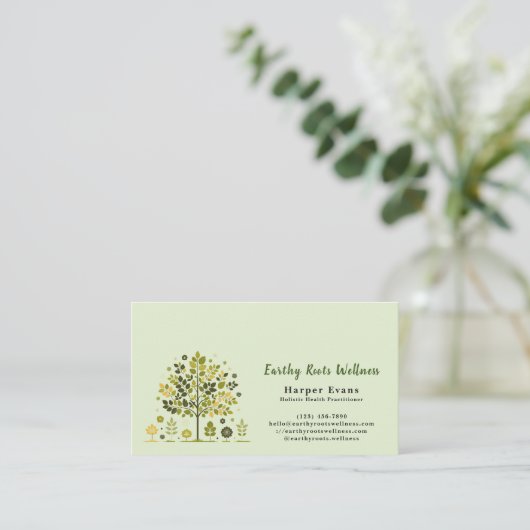 BotanicalLightGreen HolisticWellness Appointment＆ 名刺 (スタンド正面)