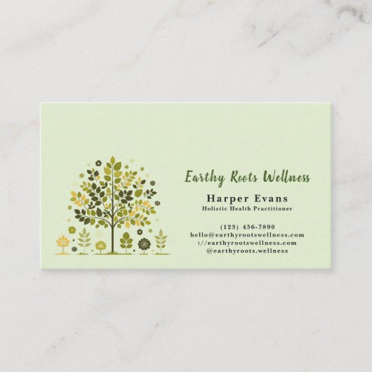 BotanicalLightGreen HolisticWellness Appointment& 名刺 (正面)