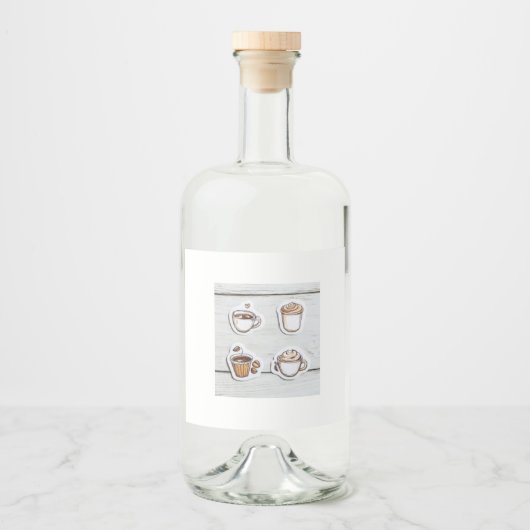 botella con tazas リキュールボトルラベル (正面)