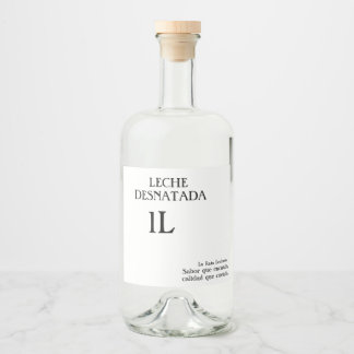 Botella de leche desnatada 1L. リキュールボトルラベル