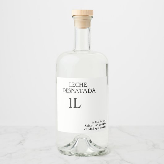 Botella de leche desnatada 1L. リキュールボトルラベル (正面)