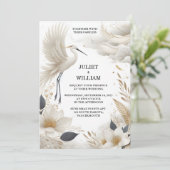 Both Feather 素朴 Asian Sky Cloud Crane 結婚's 招待状 (スタンド正面)