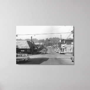 Bothell、WA -都心の通りの現場写真 キャンバスプリント