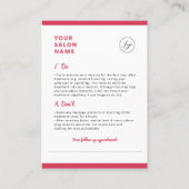 Botoxアフターケアの美しいサロン 名刺 (裏面)