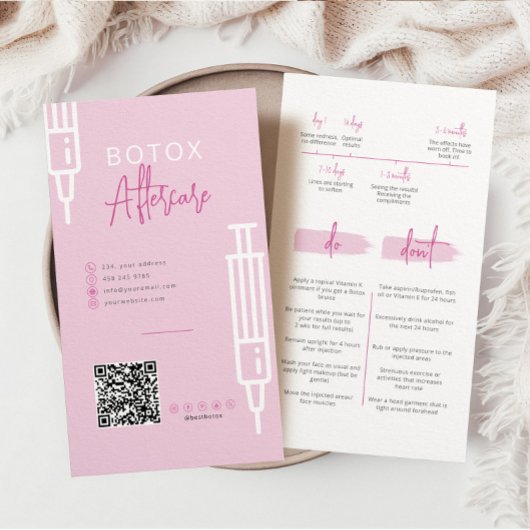 Botox注射アフターケアカードタイムラインが行わない