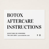 Botox注射アフターケア指示カード (正面)