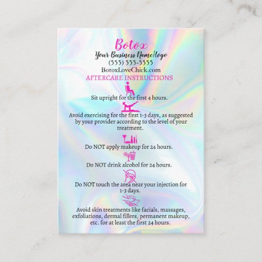 Botox AfterCareホフェイクログラフ指示 名刺 (正面)