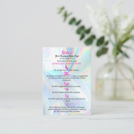 Botox AfterCareホフェイクログラフ指示 名刺 (スタンド正面)