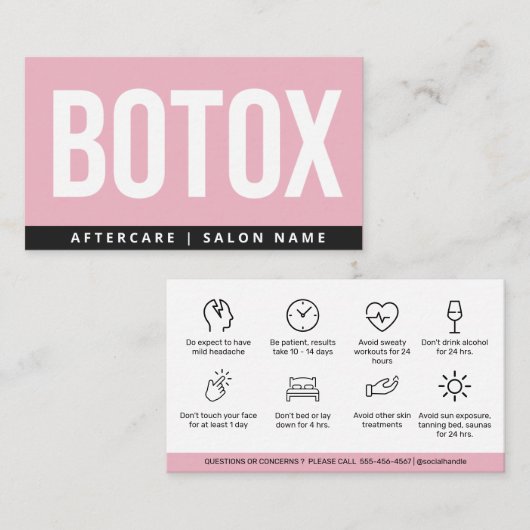 Botox Lip Fillerの説明を編集可能なアフターケア 名刺 (正面/裏面)