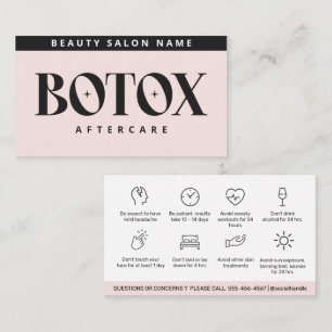 Botox Lip Fillerの説明を編集可能なアフターケア  名刺