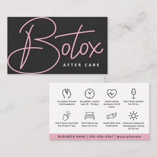 Botox Lip Fillerモダン命令アフターケアカード 名刺 (正面/裏面)