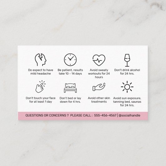 Botox Lip Filler命令編集可能アフターケアB 名刺 (裏面)