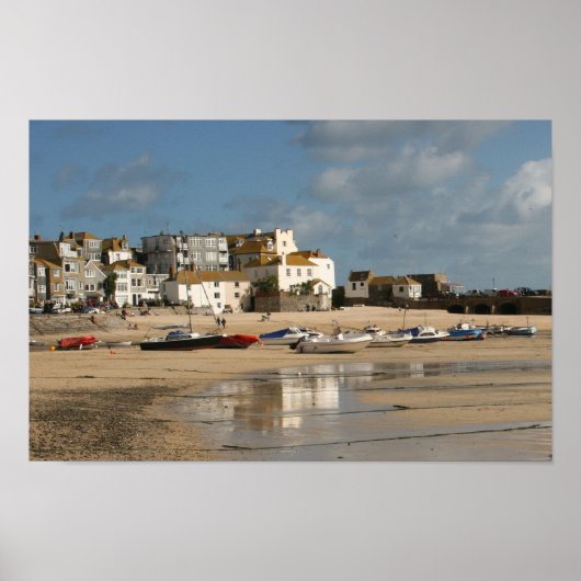Bots at Low Tide, St Ives Harbor Poster ポスター (正面)