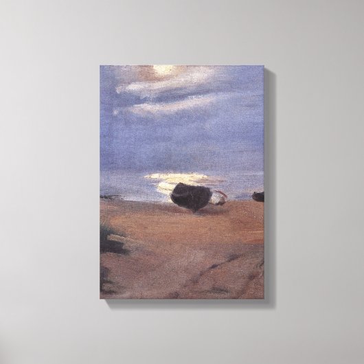 Bots in the Moonlight on Southビーチ、Anna Ancher キャンバスプリント (正面)